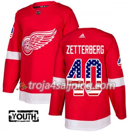 Detroit Red Wings tröja Henrik Zetterberg 40 Röd USA Flag Fashion 2017-2018 Adidas Authentic - NHL Tröjor Barn